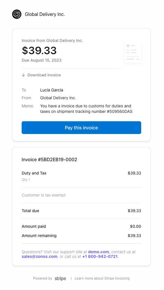 Email notification